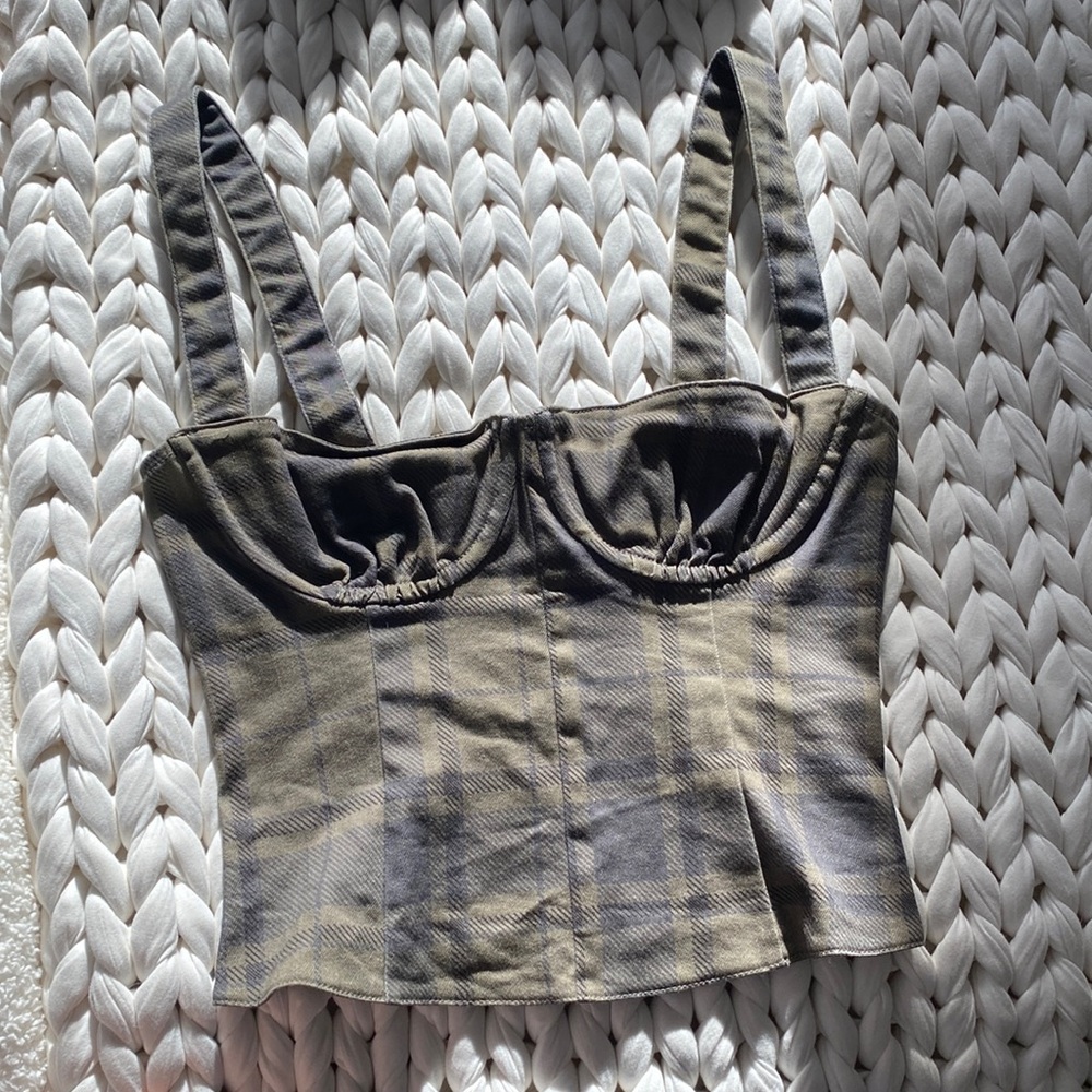 WeWoreWhat Plaid Bustier Crop top size S